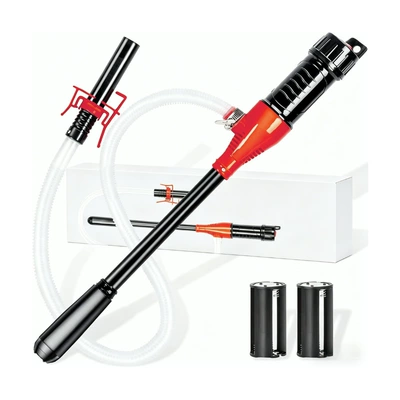 Battery-Powered Oil Pump, Portable Hose Oil Transfer Pump, Outdoor Auto Repair Liquid Transfer Hose with Filter (Digər kuzov və aksesuarlar) - red-electric-oil-pump-with-clip-battery-compartment-white-box