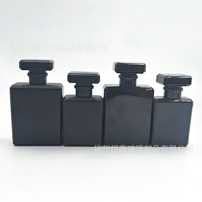 Viajes al por mayor botellas de perfume cuadradas negras portátiles botellas de perfume de vidrio negro brillante botellas de muestra de vidrio negro mate