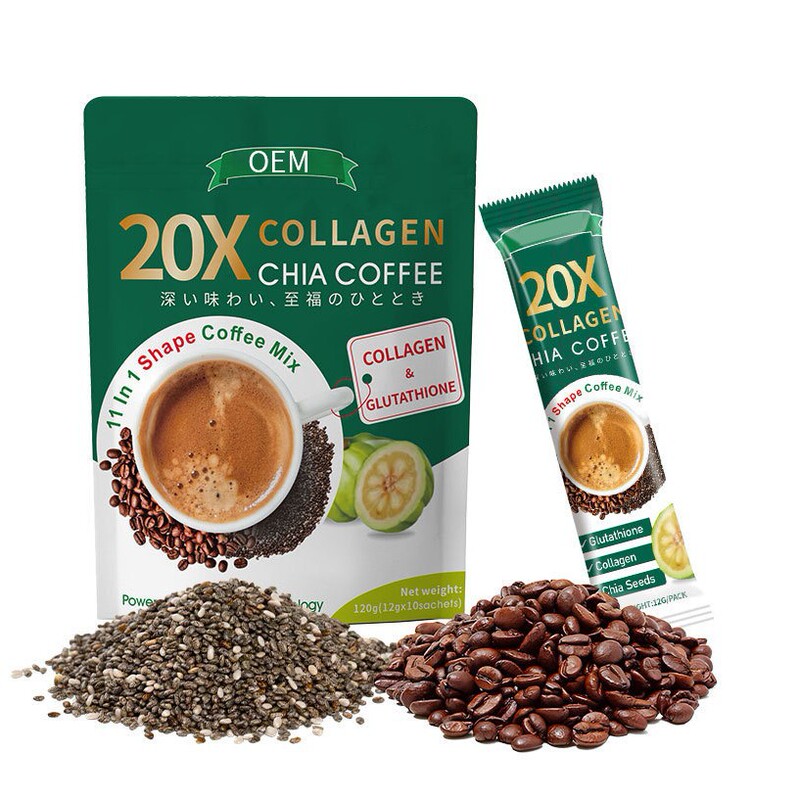 Cross-Border Southeast Asia Popular Instant Coffee 20X Collagen Coffee Collagen Chia Seed Coffee