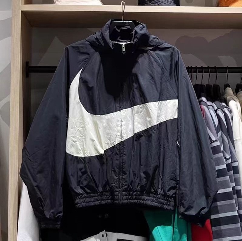 New style embroidered large hook logo sports casual stand-up collar loose windproof woven jacket for men and women couples