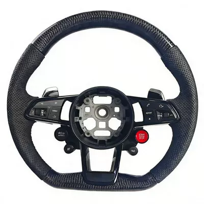 Factory Direct Sales Suitable for Audi R8 Model Steering Wheel, Compatible with A4L B9/A5/Carbon Fiber Modification Upgrade (Steering wheel) - black-1