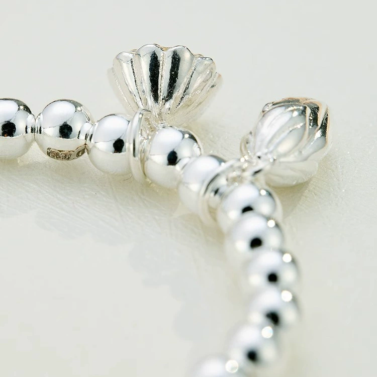 Silver fresh lightweight silver bracelet, fashionable round beads, jewelry, light style, Birthday gift