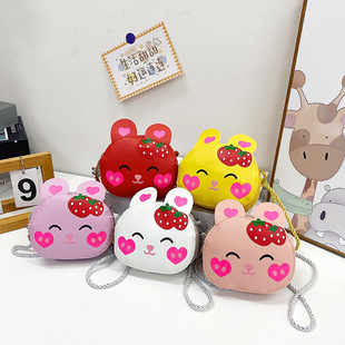 Children's Bag Female Cute Little Girl Crossbody Bag Cartoon Silicone Bunny Baby Princess Girl Small Shoulder Bag Trendy