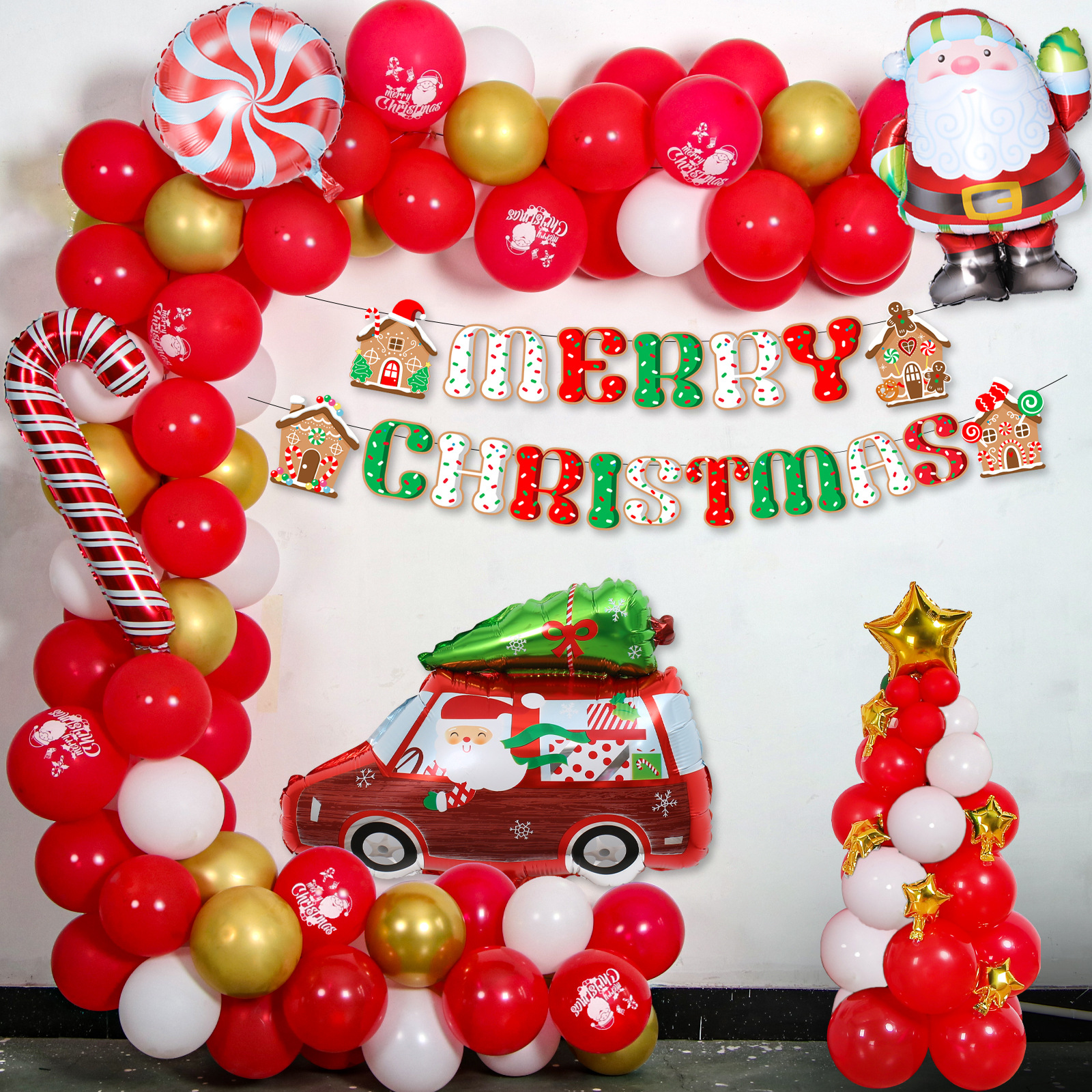 Globo decorativo globo de Navidad partido diseño escena a juego redondo de látex película de aluminio FIESTA DE Navidad globo
