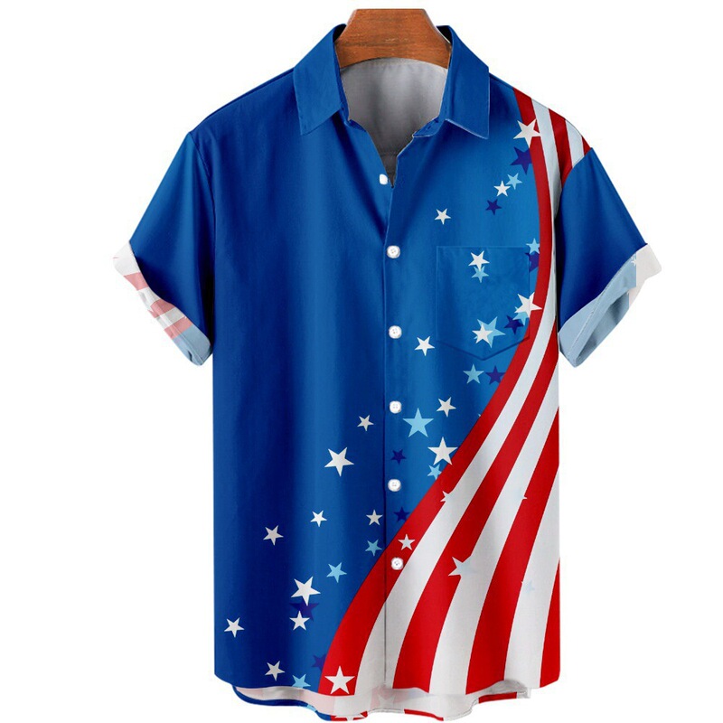 Amazon Independent Station Europe and the United States Summer plus size Independent Japan and the United States Flag Pattern Printed Shirt 3D Printed Shirt