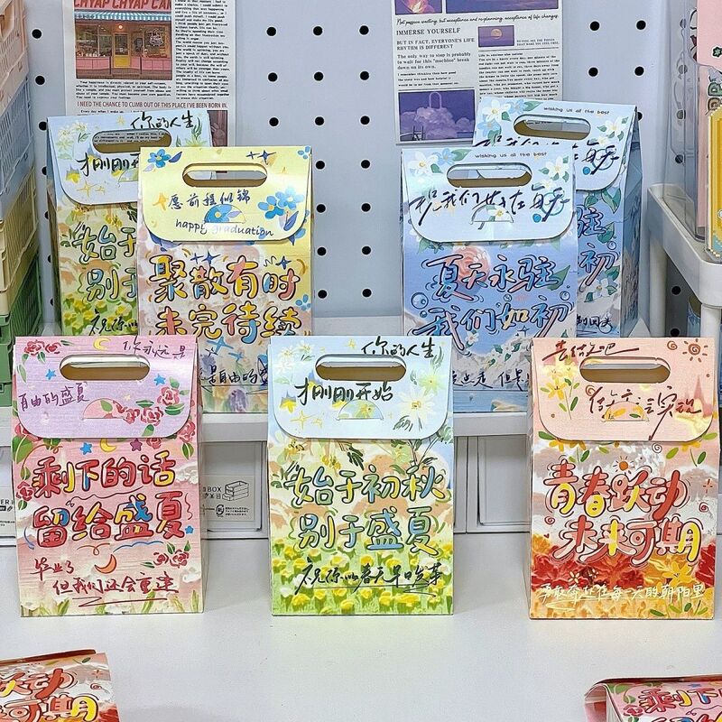 若者の油絵ギフトバッグポータブル diy 紙袋漫画イン収納ギフトキャンディ卒業シーズンギフト学生女の子|undefined