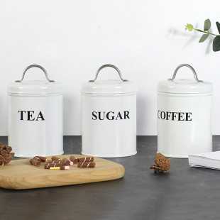 ins Style Iron Storage Jar Set Coffee Bean Sealed Jar Tea Jar Sugar Box Grain Storage Round Jar