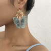Fashionable design metal earrings, European style, with embroidery, trend of season