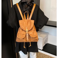 跨境复古麂皮绒双肩包包女新款通勤大容量后背包学院风女士小书包