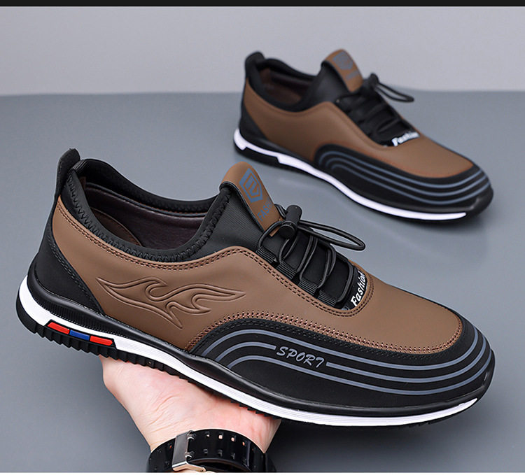 Giày nam sneaker lười thoáng khí đế mềm phong cách công sở — màu nâu, đen chi tiết 7