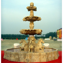 石雕喷泉花岗岩黄锈石喷水流水雕塑喷水龙头天鹅鲤鱼海螺
