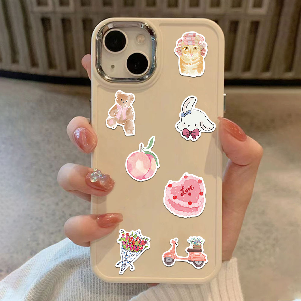Pink Color 1 Set Cartoon Bow Knot School Graduation PVC Princess Cute Stickers