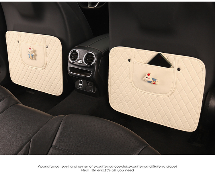 Car Seat Back Anti-Kick Pad Car Seat Back Pad Anti-Dirty Pad with Storage Bag Children's Rear Anti-Kick Pad