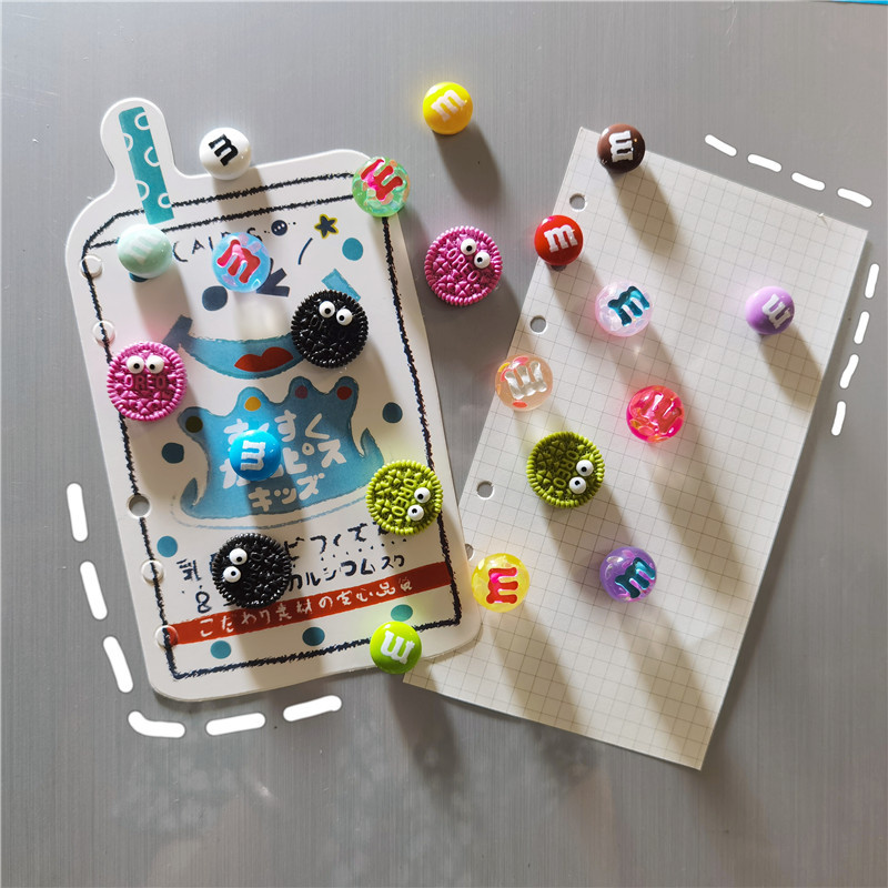 小紅書同款創意可愛卡通糖豆餅幹冰箱貼留言磁性貼彩虹家居磁力石