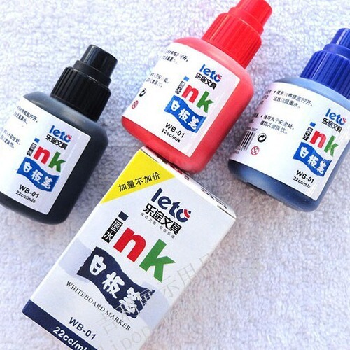 Lotto WB-01 whiteboard pen ink 22cc capacity erasable bottle black red blue optional refill liquid easy to add ink