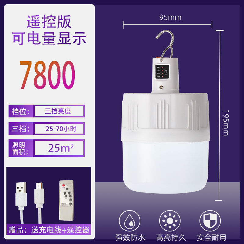 Lámpara de emergencia de apagón mercado nocturno puesto móvil recargable lámpara inalámbrica lámpara doméstica camping lámpara LED superbrillante fábrica de bombillas comercio exterior