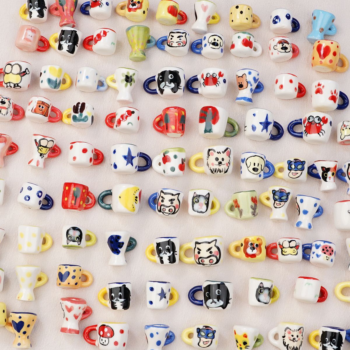 景德镇陶瓷手绘迷你多彩卡通小水杯饰品配件手工DIY材料批发创意