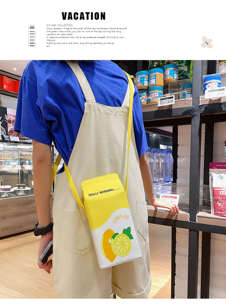 Small Pu Leather Fruit Square Buckle Crossbody Bag display picture 5