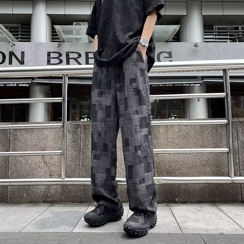 Джинсы Мужское лето 2024 новые прямые свободные повседневные брюки Американский продвинутый смысл весна и осень широкие брюки