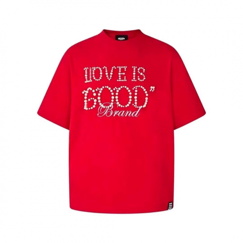 アメリカンリベットレター立体ラウンドネックパール半袖男女兼用ルーズTシャツトップスカジュアル新カップル同じスタイル|undefined