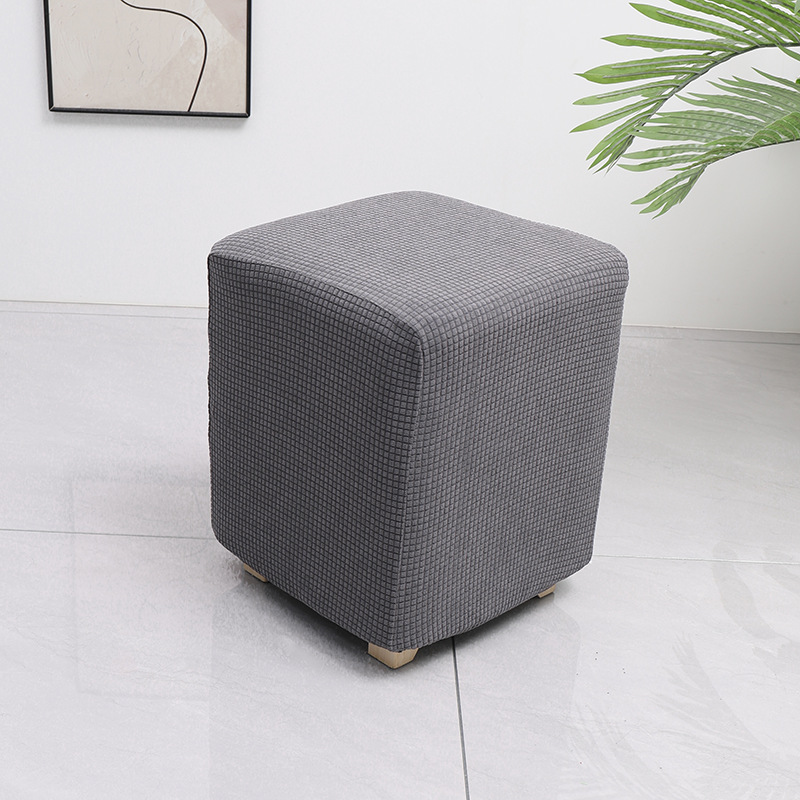 Grenzüberschreitender elastischer wasserdichter Waffelmais-Quadrat-Hocker-Bezug Staubschutz Haus Sofa All-Inclusive niedriger Hocker-Überzug