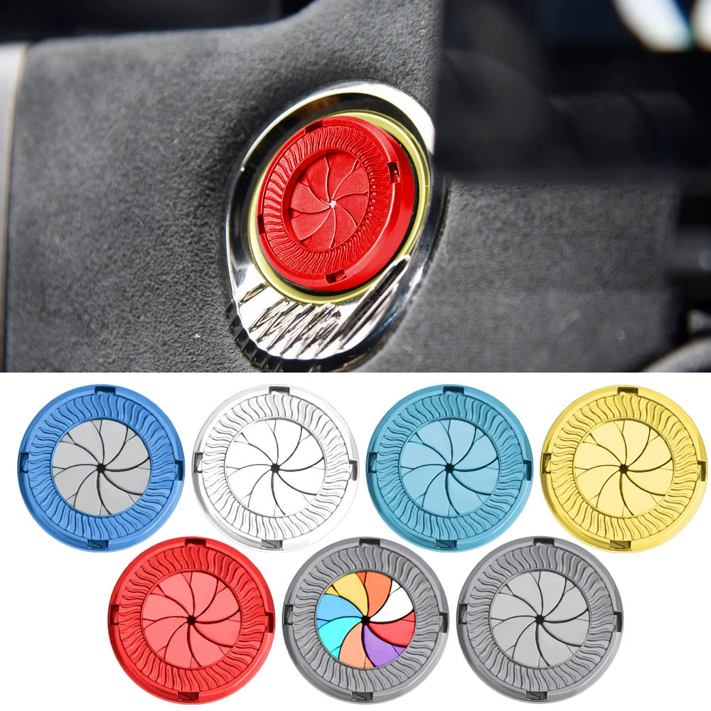 Автомобильная защитная крышка с одной кнопкой, декоративная наклейка, салон автомобиля, устройство зажигания, кнопка защиты переключателя, металлическая наклейка