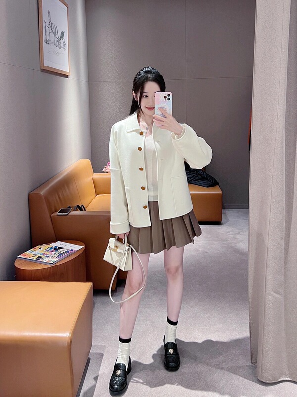 HER爱马MES女仕家双面山羊绒大衣秋冬季绵羊毛呢中长2025新款外套|undefined