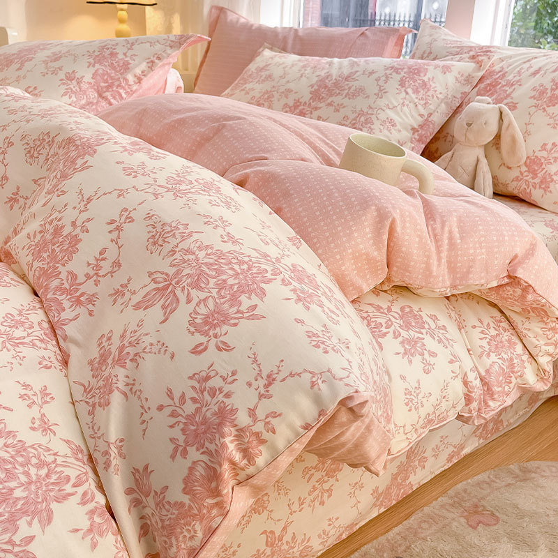 Sábana de algodón de cuatro piezas pequeña y fresca, ropa de cama de tres piezas para estudiantes