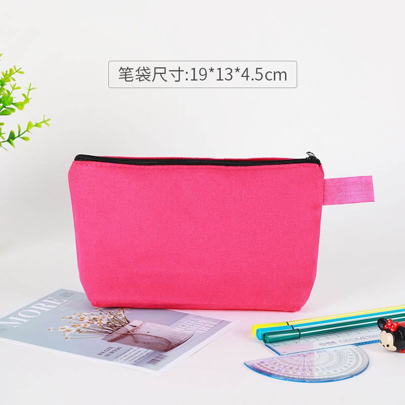 キャンバスペンバッグカスタムロゴ女性クロスボーダーアマゾンジッパー旅行化粧品バッグ肥厚文具収納袋卸売|undefined