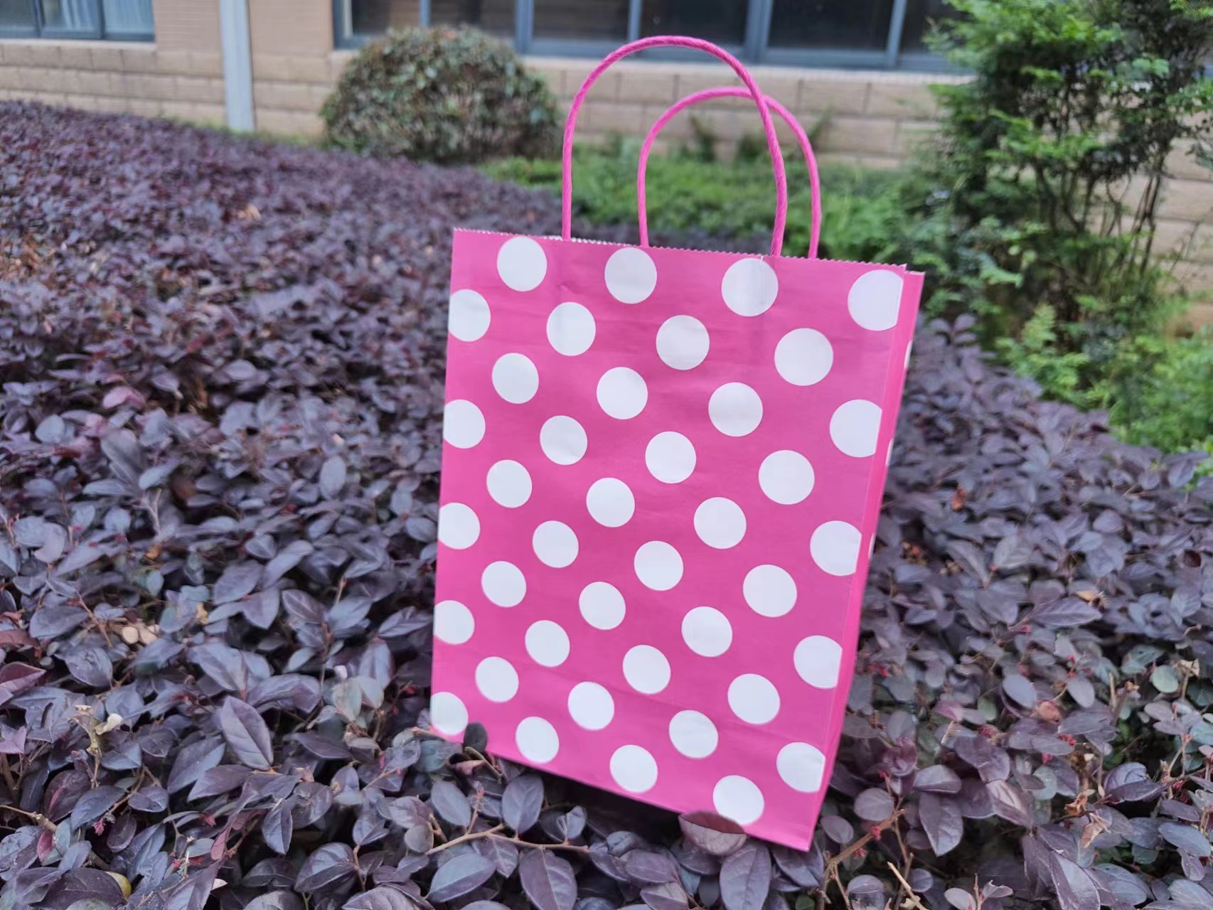 Polka Dot sarga mancha color bolsa de papel Regalo de Cumpleaños bolsa de embalaje de vacaciones bolsa de papel Kraft bolso de regalo de mano en stock lote