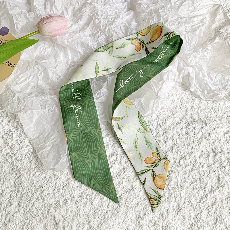 Bufanda de seda, banda larga, sensación de alta calidad, nuevo estilo, cuello, bufanda pequeña, serie de frutas, pañuelo para el cabello, cinta para el cabello