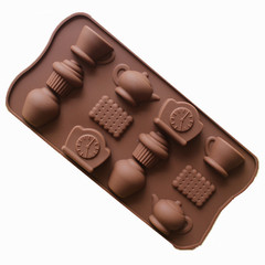 【レジャー時間】シリコンチョコレート金型ティーポット目覚まし時計ケーキクッキーなどのアフタヌーンティー