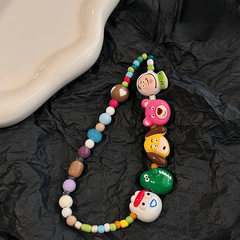 卡通動物總動員手機鏈條ccd掛飾掛繩可愛串珠diy相機防丟繩鑰匙扣