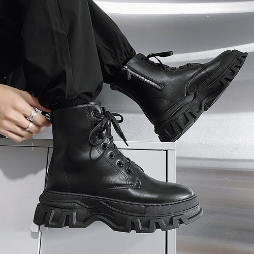  New Men's Martin Boots British Style Motorcycle Boots High Top Leather Trendy Forest Perennial Men's Boots Large Size