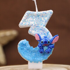 国境を越えたアマゾン対外貿易創意数字誕生日ろうそく歳の青いかわいいスティッチ誕生日ケーキろうそく