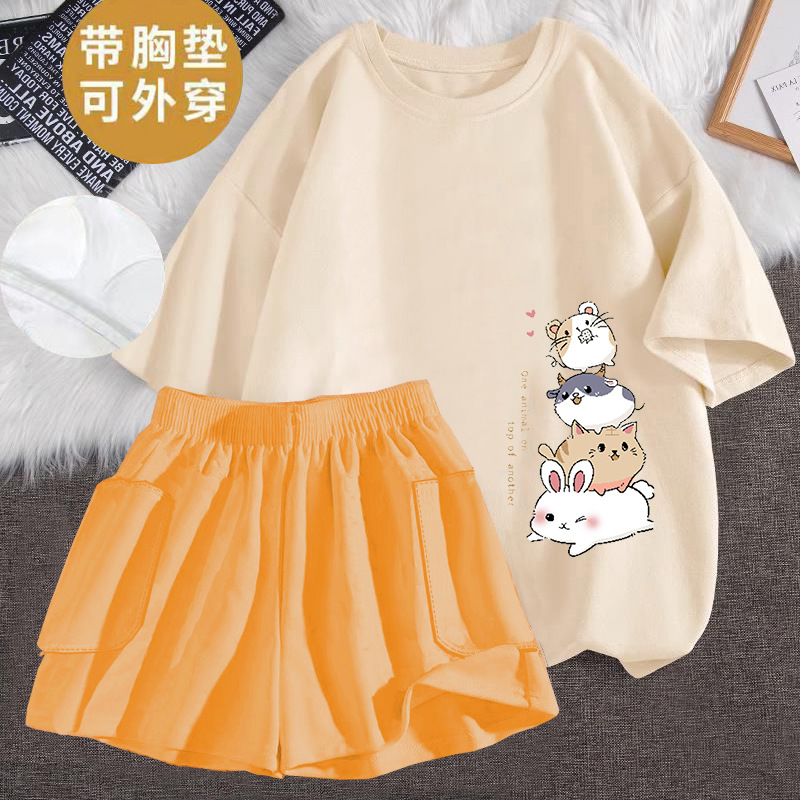 가슴 패드 포함 - 살구 오렌지 새끼