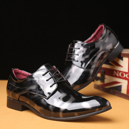 Sharp-headed British business men's formal leather shoes, stylish creative fashion large men's shoes