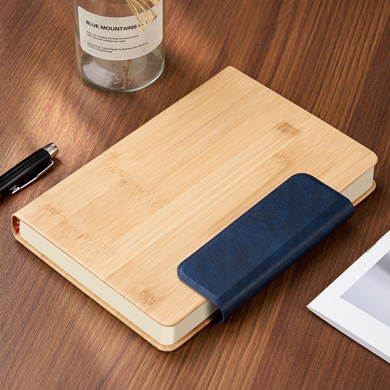 Cuaderno de cuero de bambú de negocios Cuaderno de escritorio transfronterizo DZLOGO Cuaderno de mano de conferencia PU