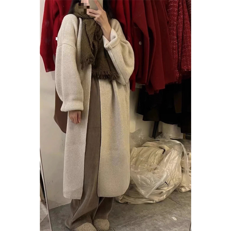 中长款毛衣开衫外套女春秋慵懒风高级感显瘦过膝宽松加厚针织大衣|undefined