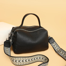 跨境真皮女包波士顿包包女新款头层牛皮单肩包双层大容量斜挎包