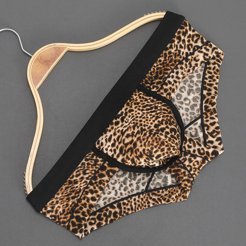 Internet celebrity factory launches new men's low-waist briefs for adults, sexy leopard print cross-border European and American small boxer briefs