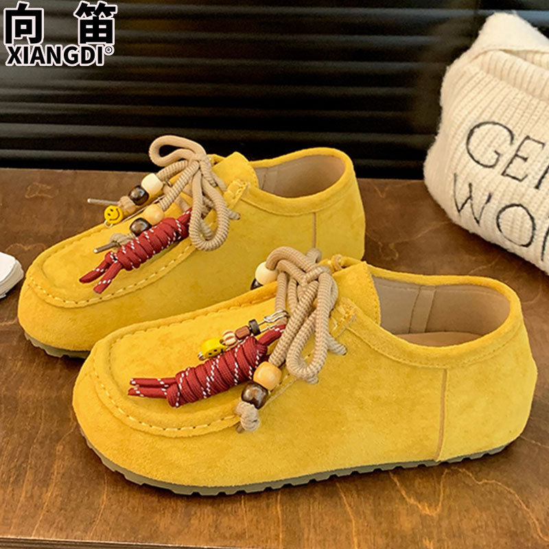 牛皮版超软底勃肯鞋子女款袋鼠鞋2025秋季新款一脚蹬单鞋女豆豆鞋|undefined