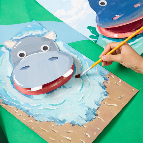 Children's educational toys handmade diy material package hippopotamus open mouth art painting kindergarten gift