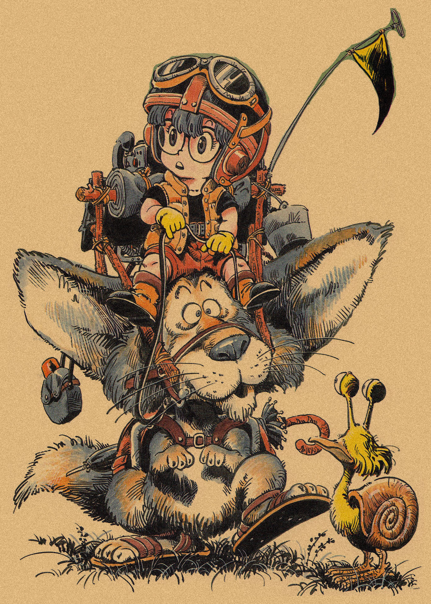 日本式アニメ七龍珠アラレ復古クラフト紙ポスター鳥山明装飾画孫悟空壁画316