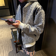2025撞色新款夹克香风春秋短款设计宽松慵懒上衣复古棒球服外套男