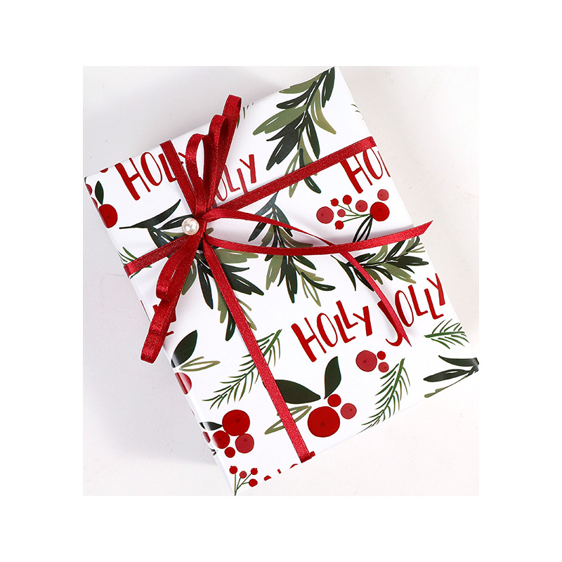 Amazon Hot Sale Creativo Navidad Regalo Wrap Paper Roll Retro Plaid White Wrap Paper Tree