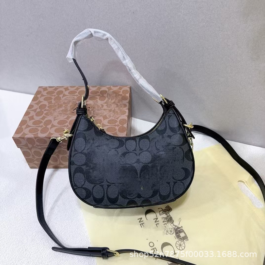 2023新型潮クロスボーダー対外貿易女性バッグ腋の下三日月包復古老花手提げシングル肩斜めショルダーバッグロゴ付き