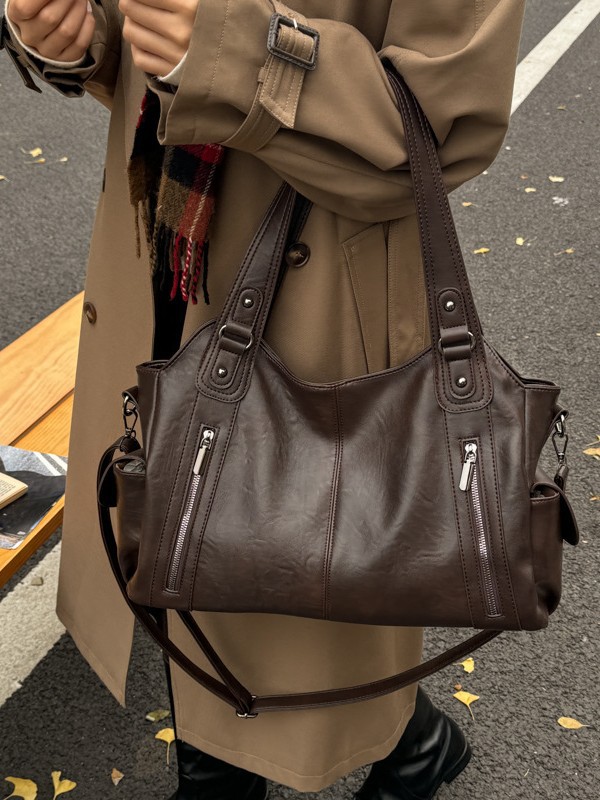Bolso de brazo retro para mujeres 2025 nueva textura de alta calidad versátil bolso de hombro de gran capacidad de viaje bolsa