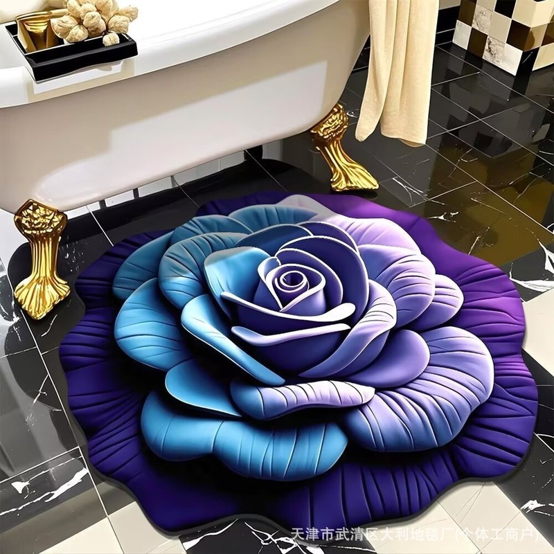 3D視覚花卉異形珪藻泥マット洗面台装飾マットトイレ吸水マット浴室マット|undefined