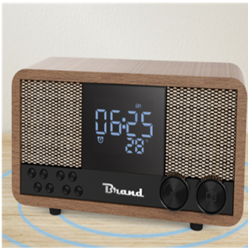 Amazon retro Bluetooth subwoofer de audio europeo y americano de madera inalámbrico Bluetooth altavoz reloj FM Radio Audio